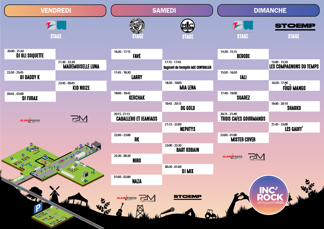 Horaire de passage des Artistes